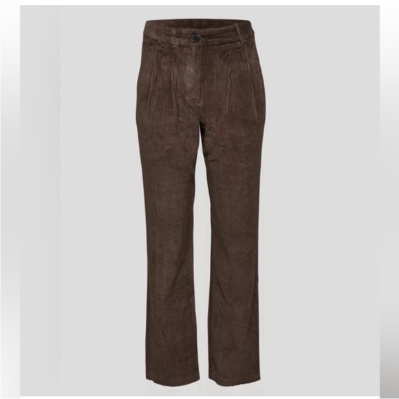 Aritzia Babaton Quota Brown Corduroy Pleated Trousers | 8 - Picture 2 of 12